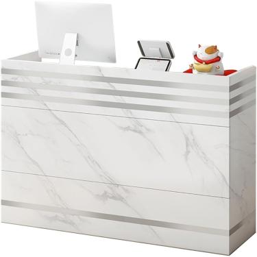 Imagem de Balcão De Recepção Balcão Frontal Pequeno Com Gavetas Com Fechadura Balcão De Varejo Com Armário à Prova De Poeira Mesa De Computador De Madeira Mesa De Recepção Par, B, 120cm