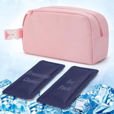 Imagem de Lancheira infantil pequena congelável – incluindo 2 pacotes de gelo de gel, sacos de lanche à prova de vazamento para meninas, bolsa térmica de verão para viagens escolares, rosa