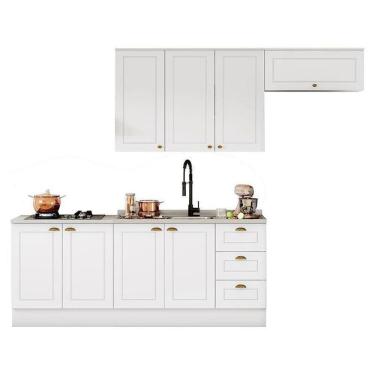 Imagem de Cozinha Completa Americana 5 Peças Sem Vidro Branco - Móveis Henn Branco