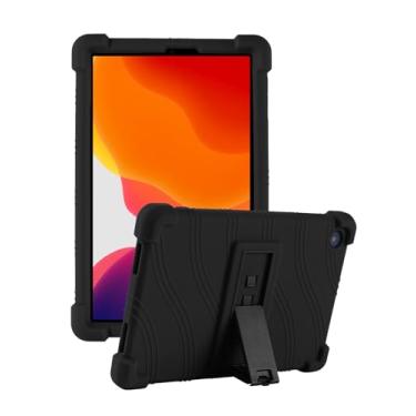 Imagem de Fannayipin Capa infantil TCL Tab 8 LE de 8 polegadas (9137W/9132X) – Silicone macio com suporte ajustável para PC, compatível com TCL Tab 8 Wifi/8V/8 Plus (preto)