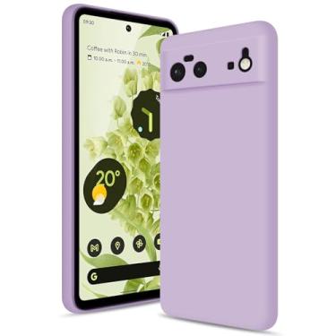 Imagem de Btstring Capa para Google Pixel 6, capa de silicone macio com proteção de câmera atualizada, capa fina à prova de choque com forro de microfibra antiarranhões, roxa