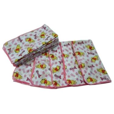 Imagem de Kit 5 Fralda De Pano Bebê Do Pooh 70X70 Com Crochê Feminino - Dugu