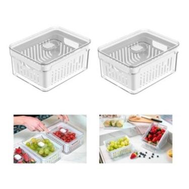 Imagem de Kit 2X Potes Organizador De Geladeira Verduras Frutas Clear