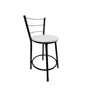 Imagem de Banqueta Baixa Encosto Estofada Bar Balcão Cozinha Preto - FortMix, Br