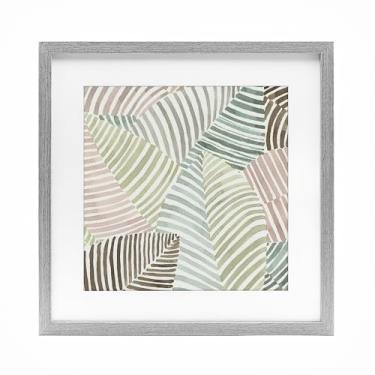 Imagem de Stupell Industries Impressão emoldurada cinza ilusão de folhagem listrada sob vidro design por Errico & Slyp, 40,6 x 40,6 cm
