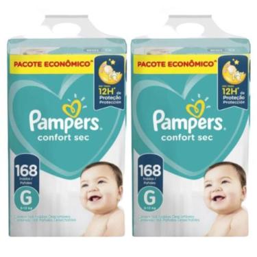 Imagem de Kit 2 FRALDAS PAMPERS INFANTIL CONFORT SEC G COM 168 unidades