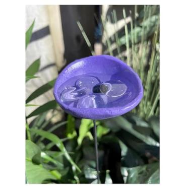 Imagem de 2026 Upgrade Bee Watering Station Butterfly Puddler Copos de Beija-Flor com Mármores de Vidro Copos de Água Coloridos para Jardim Polinizador Estação de Rega Decoração de Jardim para Exterior (Roxo)