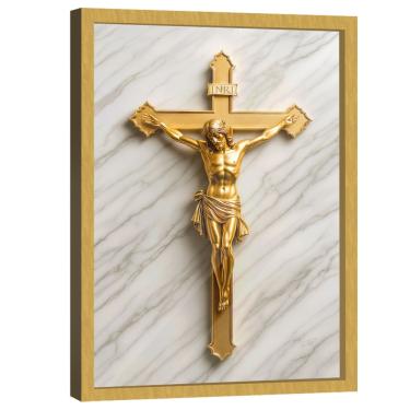 Imagem de Quadro Decorativo Jesus na Cruz Dourado