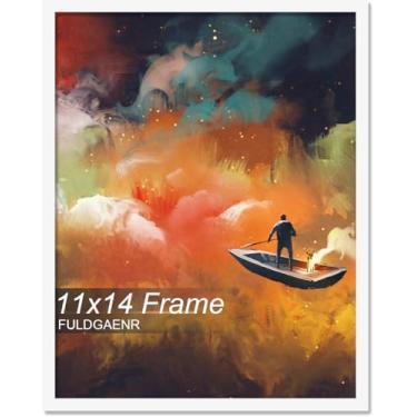 Imagem de FULDGAENR Porta-retrato 28 x 35,5 cm, molduras brancas para certificado de pôster de foto de 28 x 35,5 cm, moldura de parede/mesa de alta transparência com visor vertical horizontal (branco | 28 x