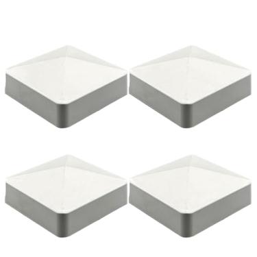 Imagem de Tampas de poste de cerca de vinil de 10 x 10 cm, pacote com 4 capas decorativas de PVC quadradas adequadas para cerca, deck, postes de caixa de correio, uso ao ar livre (para postes de vinil reais de