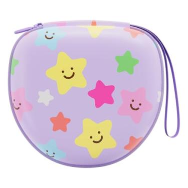 Imagem de XANAD Capa de fone de ouvido infantil compatível com iClever HS19 / BTH12 / Candy Bila/MIDOLA MD-B01 / noot Products/EarFun/IMYB Fone de ouvido infantil dobrável (estrela roxa) - Inter: 15,7 cm x 15,2