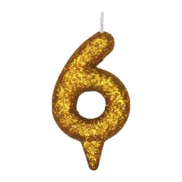 Imagem de Vela De Aniversário Número Magic Glitter Dourado - PartiuFesta