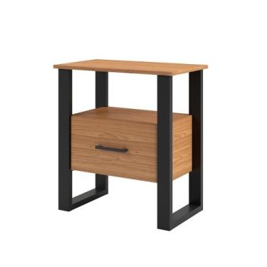 Imagem de Mesa de Cabeceira 1 Gaveta Industrial Freijó/Preto - Dalla Costa