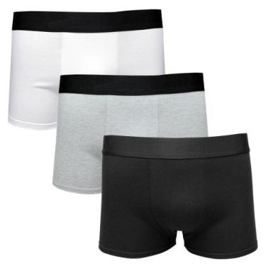 Imagem de Cueca Infantil Boxer Kit 3 Peças Algodão - DCP kids, M, Branco, Preto,