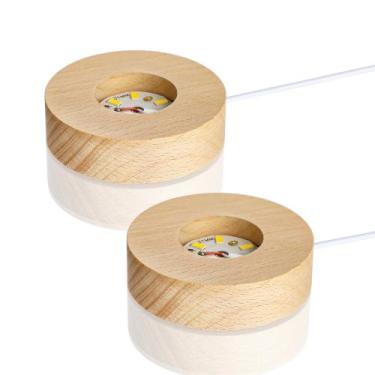 Imagem de Suporte de exibição LED de madeira ZEERSHEE para arte em cristal 3D