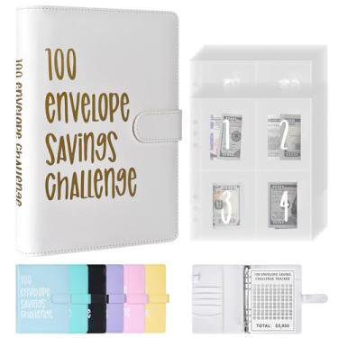 Imagem de Fichário de desafio de 100 envelopes, desafio de economia de dinheiro 100 envelopes, fichário de orçamento para economizar dinheiro A5 com envelopes de dinheiro para economizar $5.050 planejador de