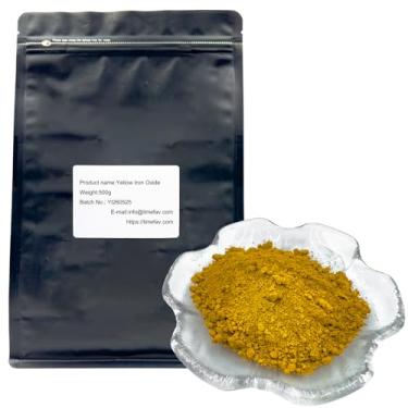 Imagem de LimeFav Pigmento de óxido de ferro amarelo em pó - pigmentos para pintura artística e decorativa, concreto, argila, cimento, arte, decoração, pintura, alvenaria e tinta (500 g)