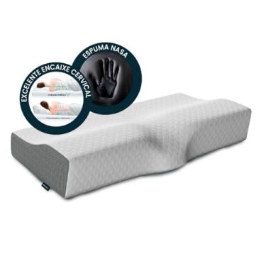 Imagem de Travesseiro Cervical NASA - Coluna Relax - Suporte Ergonômico com Carvão Ativado e Elevação Lateral para Suporte Adicional
