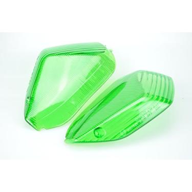 Imagem de TOPZONE Compatível com Kawasaki Ninja ZX14R / Ninja ZX-10R / ZZR1400/ Concours14 / 1400GTR; Lente pisca-pisca de pisca-pisca da lâmpada do dicador traseiro (cor verde)