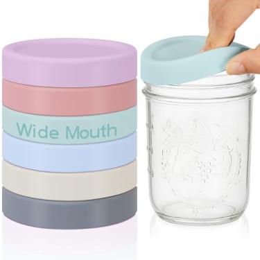 Imagem de Teenyyou 12 tampas de silicone de boca larga, tampas de pote de vidro espessas à prova de vazamento para frascos de conserva de boca larga de 86 mm, tampas reutilizáveis grandes para potes de conserva