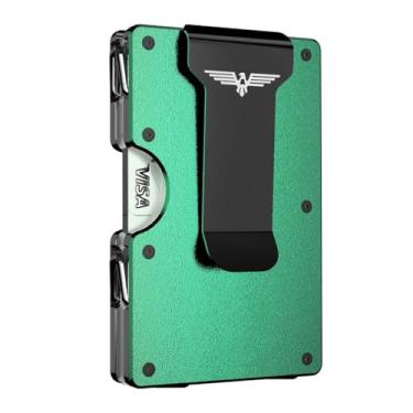 Imagem de Carteira minimalista masculina fina com bloqueio de RFID, porta-cartões de crédito e clipe para dinheiro, bolso frontal, porta-cartões de visita para homens (verde floresta), S7-Verde floresta,