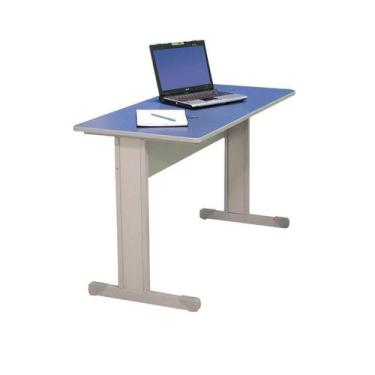 Imagem de Mesa Escritório Secretária S/Gavetas Azul/Cinza 90Cm - SMILE ARTE