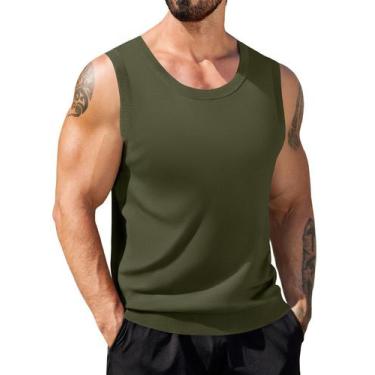 Imagem de Camiseta regata casual de malha de praia sem mangas COOFANDY para home