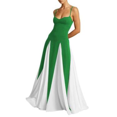 Imagem de Vestido de formatura EEMEII 2025 Spaghetti Straps, patchwork, verde, b