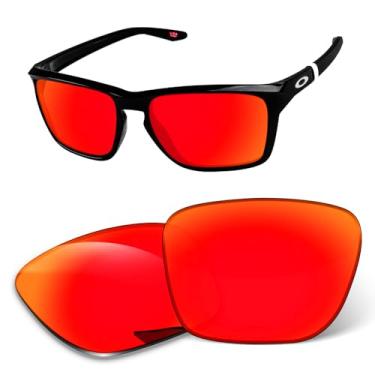 Imagem de Lentes de substituição de 1,6 mm compatíveis com óculos de sol Oakley Sylas OO9448, antiarranhões e resistentes a impactos (laranja vermelho espelhado)