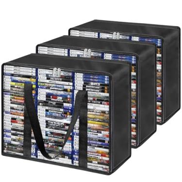 Imagem de PUTNATRUE Bolsas de armazenamento de DVD Blu-ray, pacote com 3 caixas de armazenamento de DVD para 210 caixas de DVD (70 cada), organizadores de plástico de armazenamento de mídia altamente