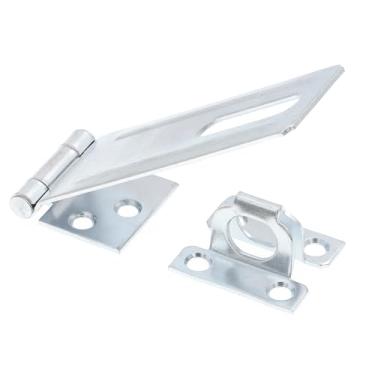 Imagem de Prime-Line U 117170 Trava de dobradiça de ferrolho de segurança para porta e portão com grampo fixo de 11 cm com parafusos zincados (pacote único)