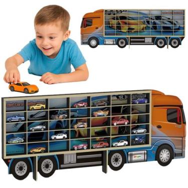 Imagem de Estante Expositor Carrinho Menino Caminhao 35 Divisorias Mdf - Junges