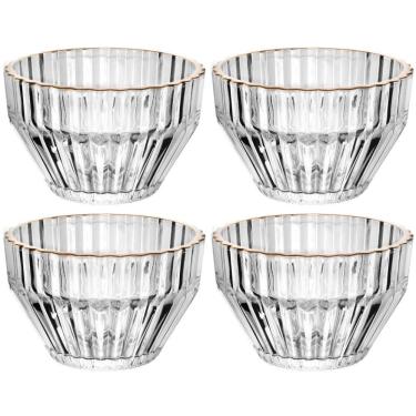 Imagem de Conjunto de 4 Bowls Imperatriz de Cristal com Fio de Ouro 330ml - Wolff