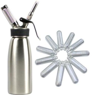 Imagem de Garrafa Sifão Para Chantilly Inox 500 Ml + 10 Capsulas Refil - FPRO