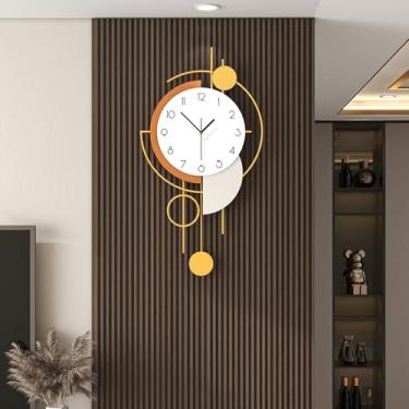 Imagem de JTWALCLOCK Relógio de parede grande para decoração de sala de estar, relógio de parede de madeira decorativo moderno de 76 cm, funciona sem tique-taque para quarto, escritório, cozinha, pêndulo grande
