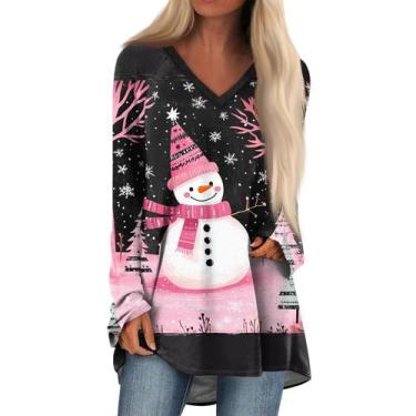 Imagem de Camisas de Natal COTECRAM 2024 Trendy Plus Size com decote em V