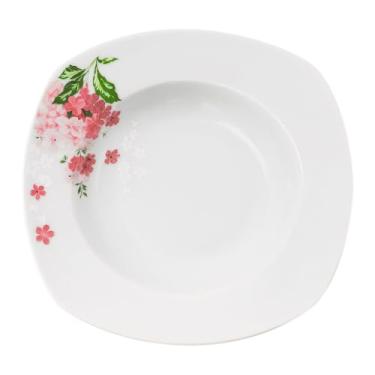 Imagem de Prato Fundo de Porcelana Flores - Brilho de Diamante 21,5cm 1 peça