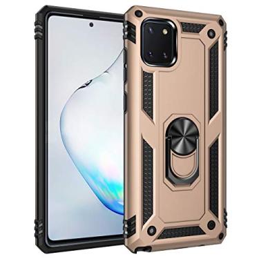 Imagem de SORAKA Capa para Samsung Galaxy Note10 Lite com suporte de anel capa armadura para Samsung Galaxy Note10 Lite capa traseira de policarbonato rígido com placa de metal para suporte magnético de