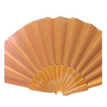 Imagem de Leque Liso Clássico para Dia a Dia, Dança e Festa - Leque de Vento Leve e Resistente - Ideal para Lembrancinhas e Presentes(1,Laranja)