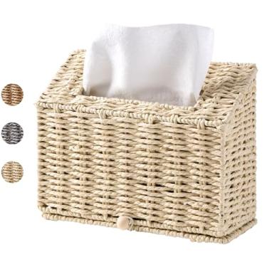 Imagem de Unjumbly Capa de caixa de toalha de mão, projetada para toalhas de mão descartáveis Kleenex, caixa de lenços de papel para banheiro, lavabo, quarto (branca)