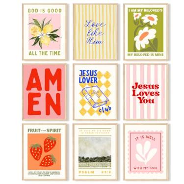 Imagem de Arte de parede cristã moderna pôster versículo bíblico colorido escritura arte de parede impressões ecléticas Jesus imagens religiosas pintura maximalista arte cristã para quarto 30 x 40 cm sem