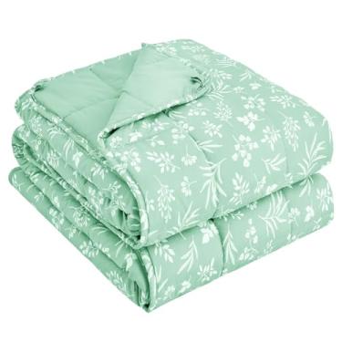 Imagem de Cobertor Queen Size pesado de 11,3 kg para adultos (152 cm x 203 cm, ciano) Cobertor pesado refrescante para dormir perfeito para 109-118 kg, cobertor respirável grosso de inverno com conta de vidro