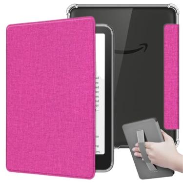 Imagem de Capa de Tecido Para Kindle Paperwhite 12ª Geração 7” (SA569P e SA568B) e Kindle Colorsoft (SA58CB e SA59CP) Auto Hibernação – Fechamento Magnético – Traseira Transparente e Alça de Suporte (Rosa Pink)