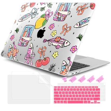 Imagem de DONGKE Capa para MacBook Air de 13 polegadas 2021-2018, compatível com A2337, M1, A2179, A1932, compatível com tela retina e Touch ID, capa de plástico rígido com película de teclado - Sardinha