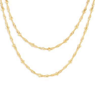 Imagem de Milla Colares em camadas para mulheres – Colar delicado banhado a ouro 14K ou prata, conjunto moderno de colar de corrente dupla, 18, Ouro amarelo, Sem Pedra Preciosa