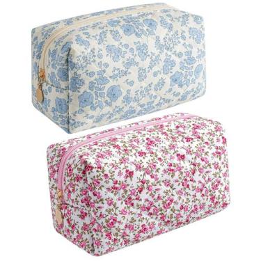 Imagem de Bolsa de maquiagem HHQQWZ Bolsa de cosméticos de viagem para mulheres 