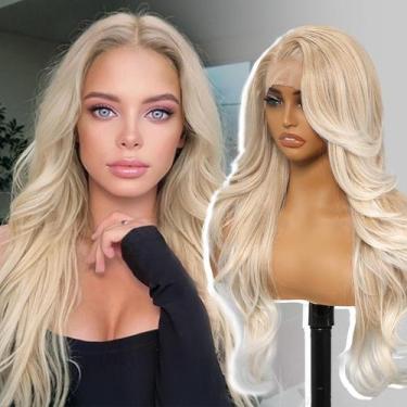 Imagem de Peruca frontal de renda sintética KOME Blonde 66cm para mulheres