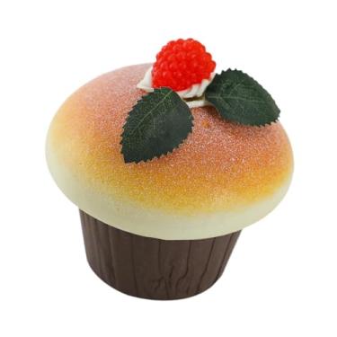 Imagem de Generic Enfeite de modelo de bolo artificial, decoração versátil para vitrine, bolo de simulação de cupcake artificial para mesa de mercado doméstico, Framboesa Vermelha