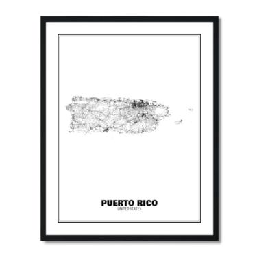 Imagem de Susie Arts Pôster com impressão artística abstrata de mapa de rua do estado de Porto Rico 20 x 25 cm decoração de parede home office escola sds036