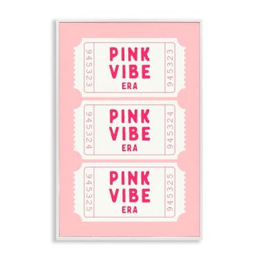 Imagem de Stupell Industries Pink Vibe Era Tickets Arte giclée emoldurada branca, design por Lettered and Lined, 24 x 16